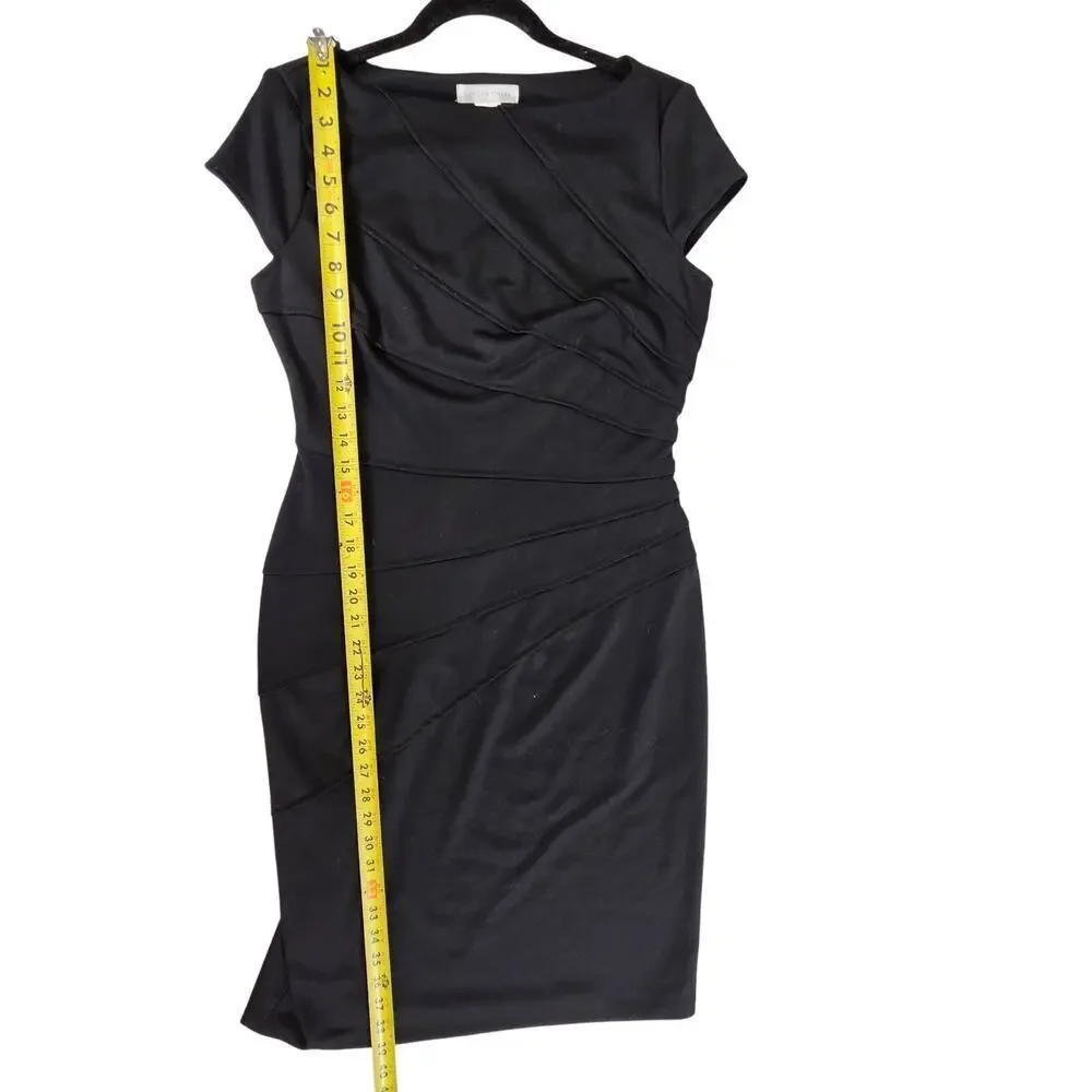 London Times NWT Black Cap Sleeve Knee Length Dress Size 10 - Picture 8 of 10